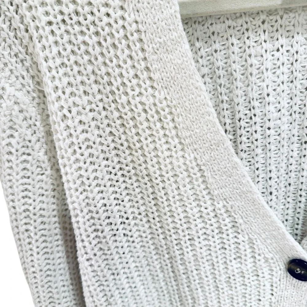 C&C California Knit Cardigan‎ Button Front Sweater Lightweight Cream XL